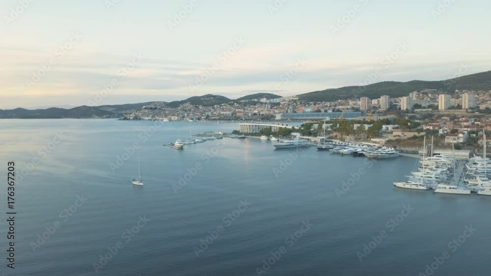 Aerial View of Yacht Club and Marina in Croatia, 4K. Sibenik Aerial View of Yacht Club and Marina in Croatia, 4K. Sibenik