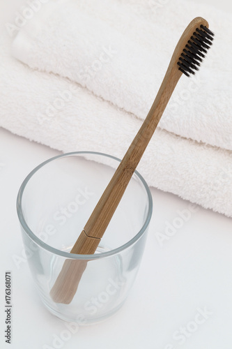Wooden Toothbrush in a Glass