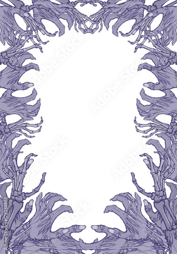 Pair of zombie hands rising from the ground and torn apart. lifelike depiction of the rotting flash with ragged skin, protruding bones and cracked nails. Conceptual art. EPS10 vector illustration