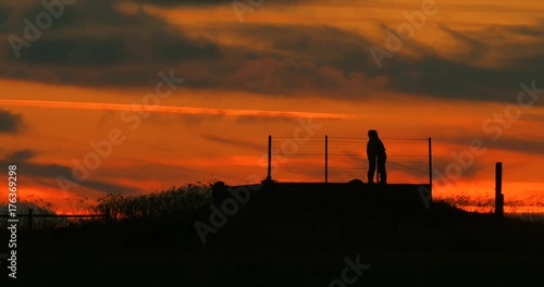 Couple Skyline Silhouet Sunset Nature Romantic Romance Love