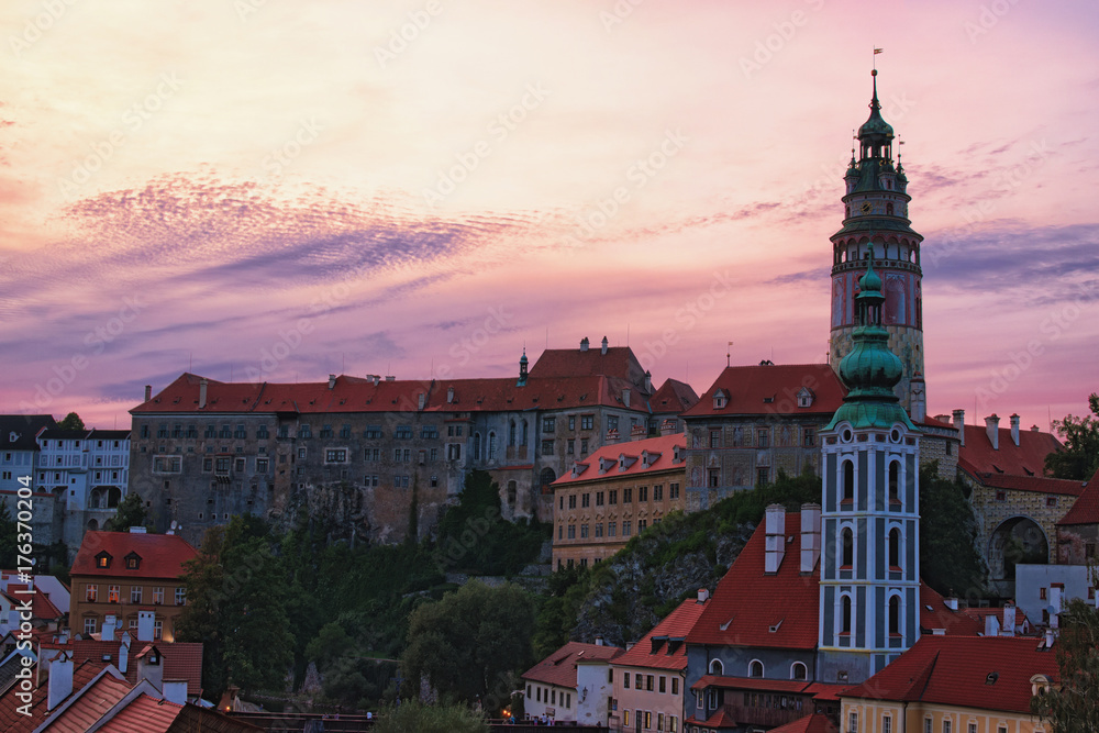 Obraz premium Image of Cesky Krumlov Castle during summer sunset. Czech Republic