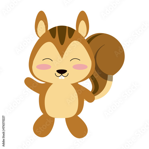 squirrel waving hello or bye cute animal cartoon icon image vector illustration design 