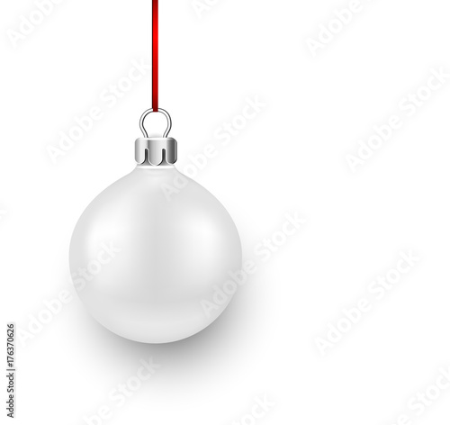 Background with white Christmas ball.
