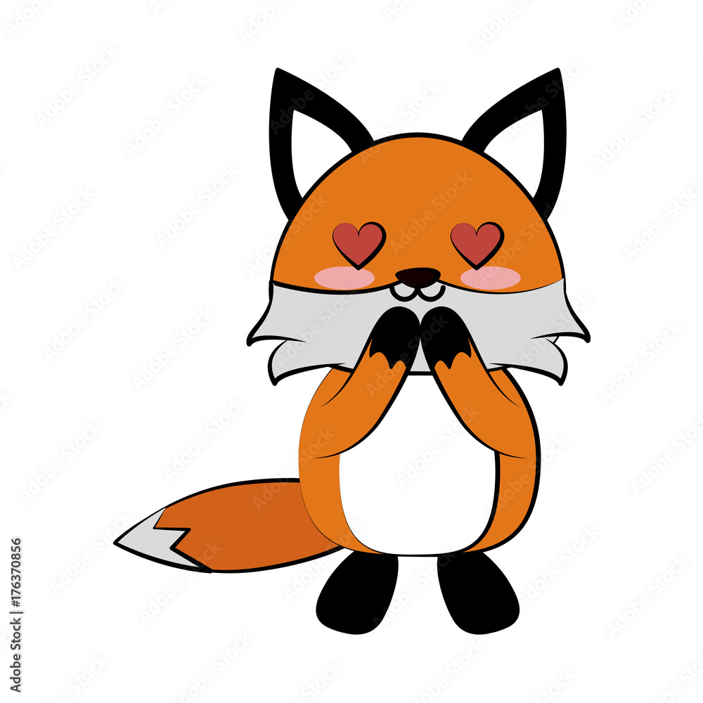 Obraz premium fox with heart eyes cute animal cartoon icon image vector illustration design 
