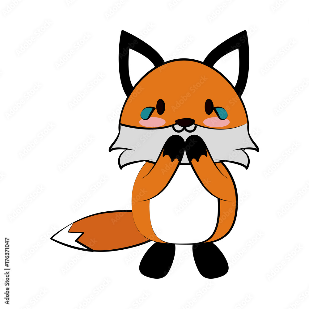 fox crying cute animal cartoon icon image vector illustration design 