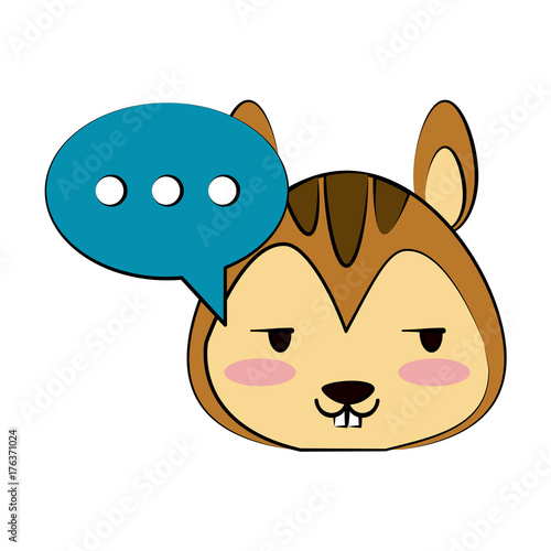 squirrel flirty with chat bubble cute animal cartoon icon image vector illustration design 