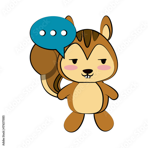 squirrel flirty with chat bubble cute animal cartoon icon image vector illustration design 