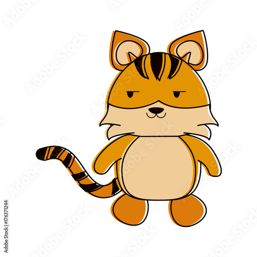 Fototapeta Naklejka Na Ścianę i Meble -  tiger flirty cute animal cartoon icon image vector illustration design 