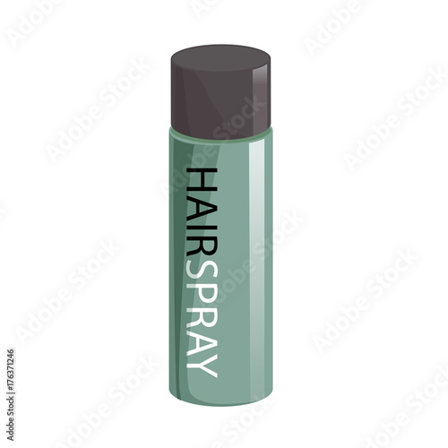 Cartoon style simple gradient hair spray fixation icon. Closed green bottle. Hair care and styling accessory vector illustration.