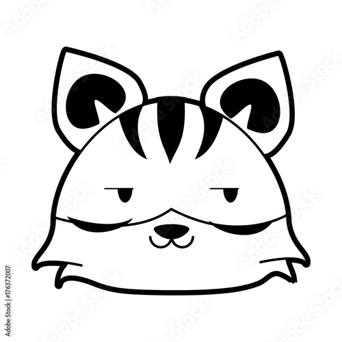 tiger flirty cute animal cartoon icon image vector illustration design  black and white