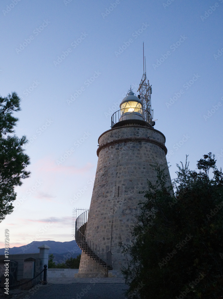 Naklejka premium La Herradura lighthouse (Faro De La Herradura). Almunecar, Granada province, Andalusia, Spain 