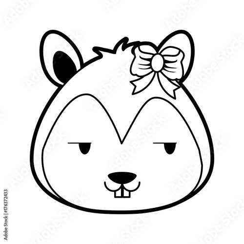 squirrel flirty  cute animal cartoon icon image vector illustration design  black and white