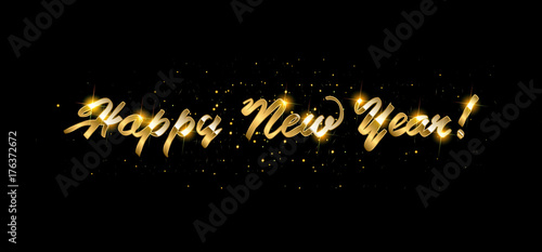 Gold Happy New Year greeting text