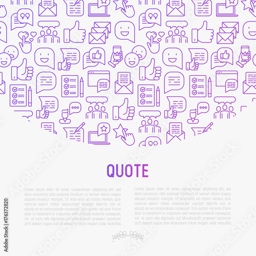 Testimonials and quote concept with thin line icons of review, feedback, survey, comment. Vector illustration for banner, web page, print media with place for text. © AlexBlogoodf