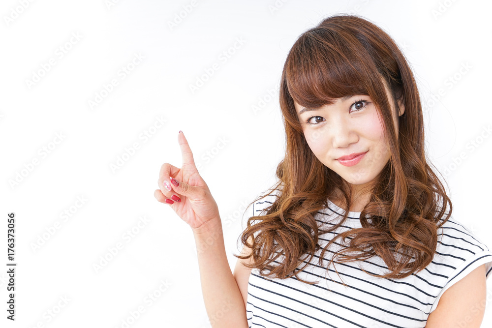 Woman pointing to something Woman pointing to something