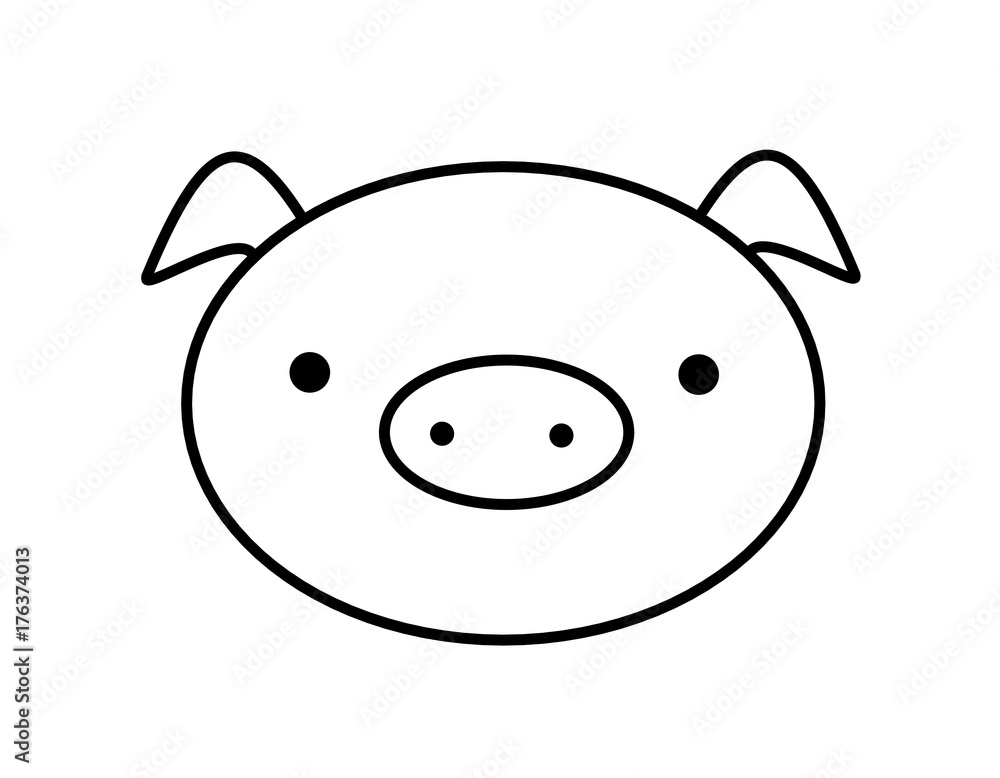 豚の顔(線画) 豚の顔(線画)