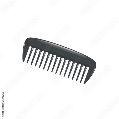 Cartoon trendy plastic black hair comb icon isolated on white background. Professional salon accessories vector illustration.