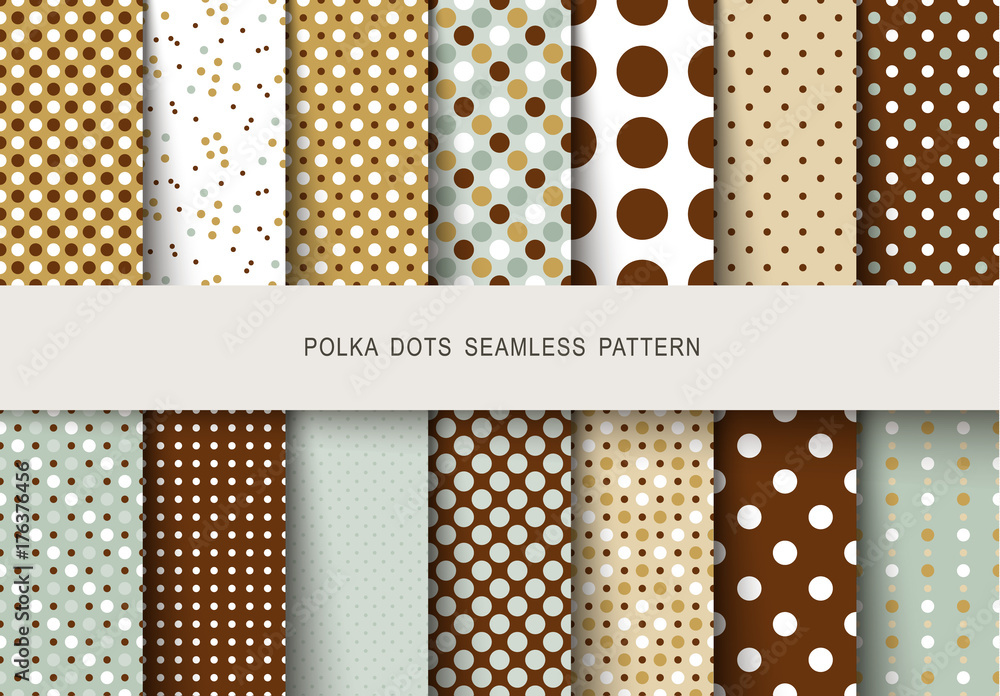 Seamless patterns polka dots set