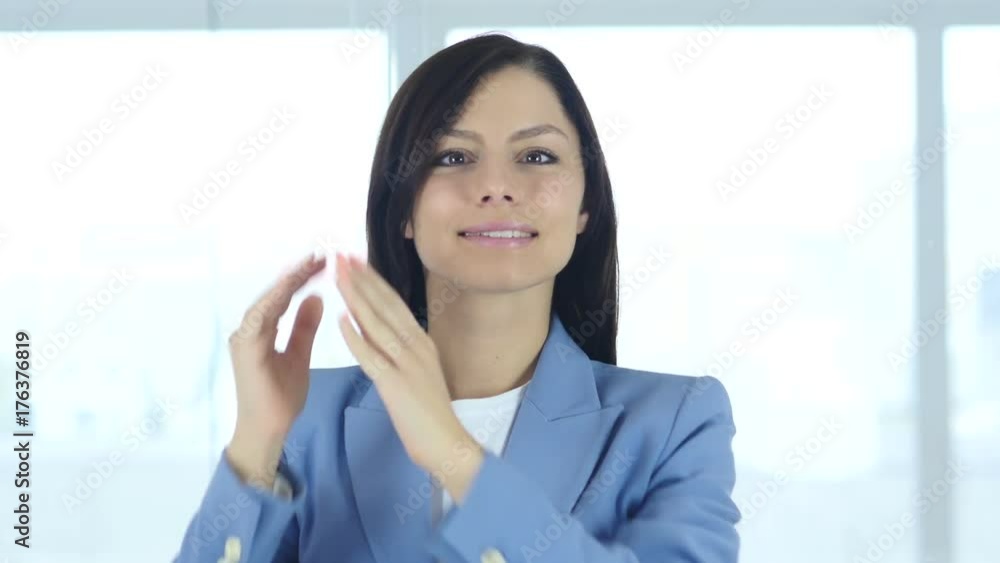 Clapping , Young Businesswoman Applauding for Team Clapping , Young Businesswoman Applauding for Team