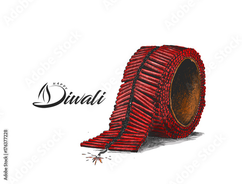Diwali crackers, Hand Drawn Sketch Vector illustration.