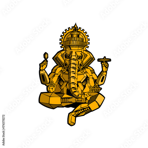 Robot style vector elephant God Ganesha - Happy Ganesh Chaturthi.