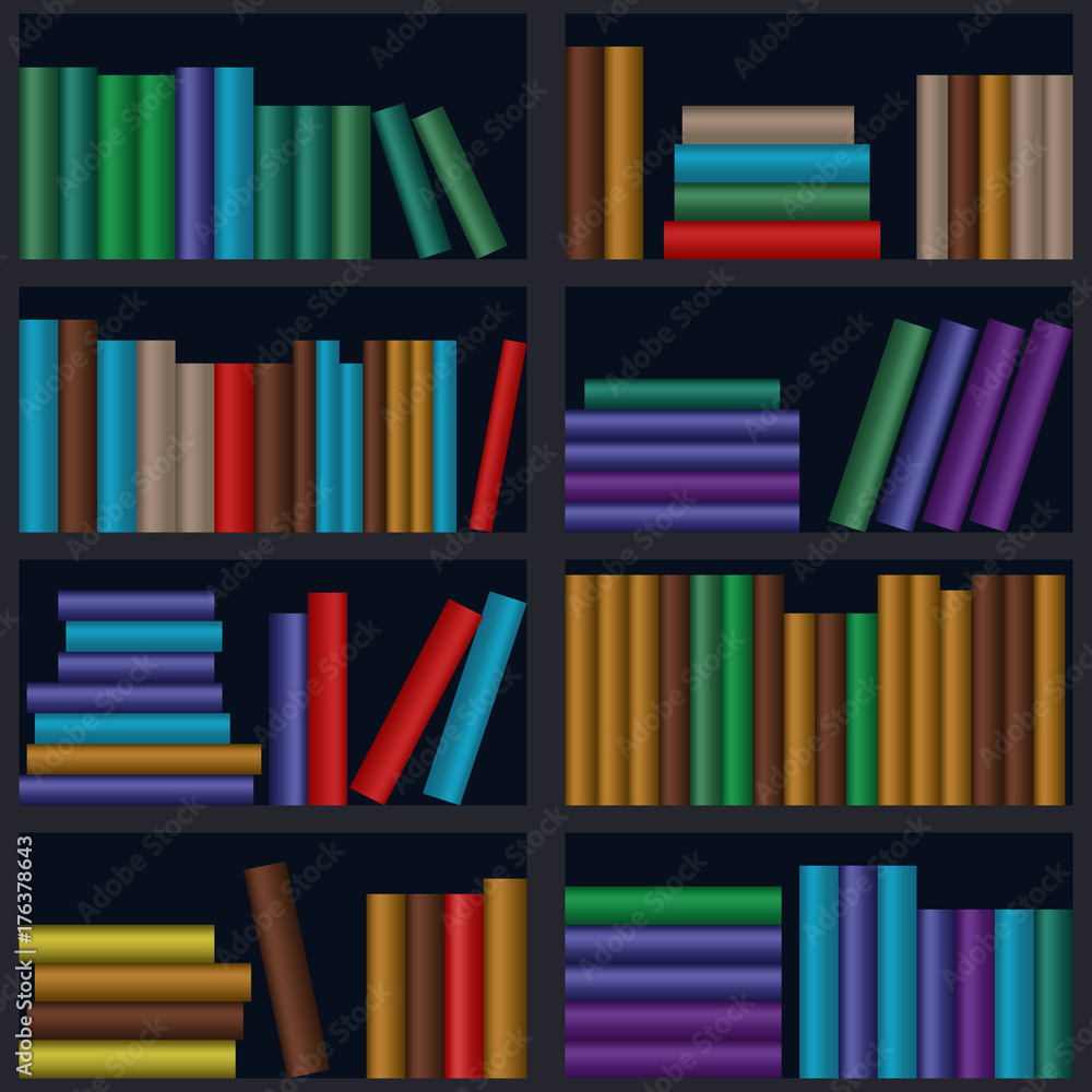 Fototapeta premium Seamless background with books. Vector illustration.