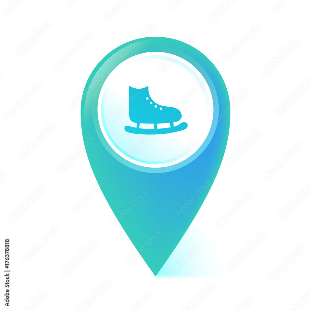 Naklejka premium Map Pointer blau - Schlittschuh