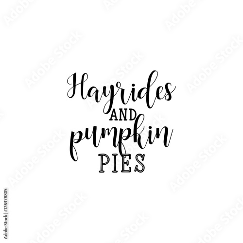 Vector Hayrides and pumpkin pies lettering collection. Handdrawn typography. Labels  logo  text design. Thanksgiving party invitation and greeting card design. 