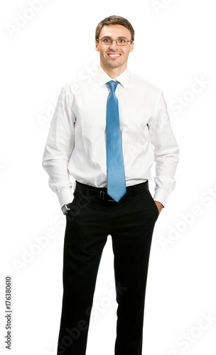 Smiling businessman, over white