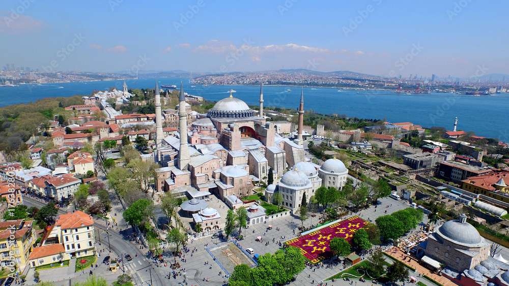 Aerial view of the hagia sophia and istanbul