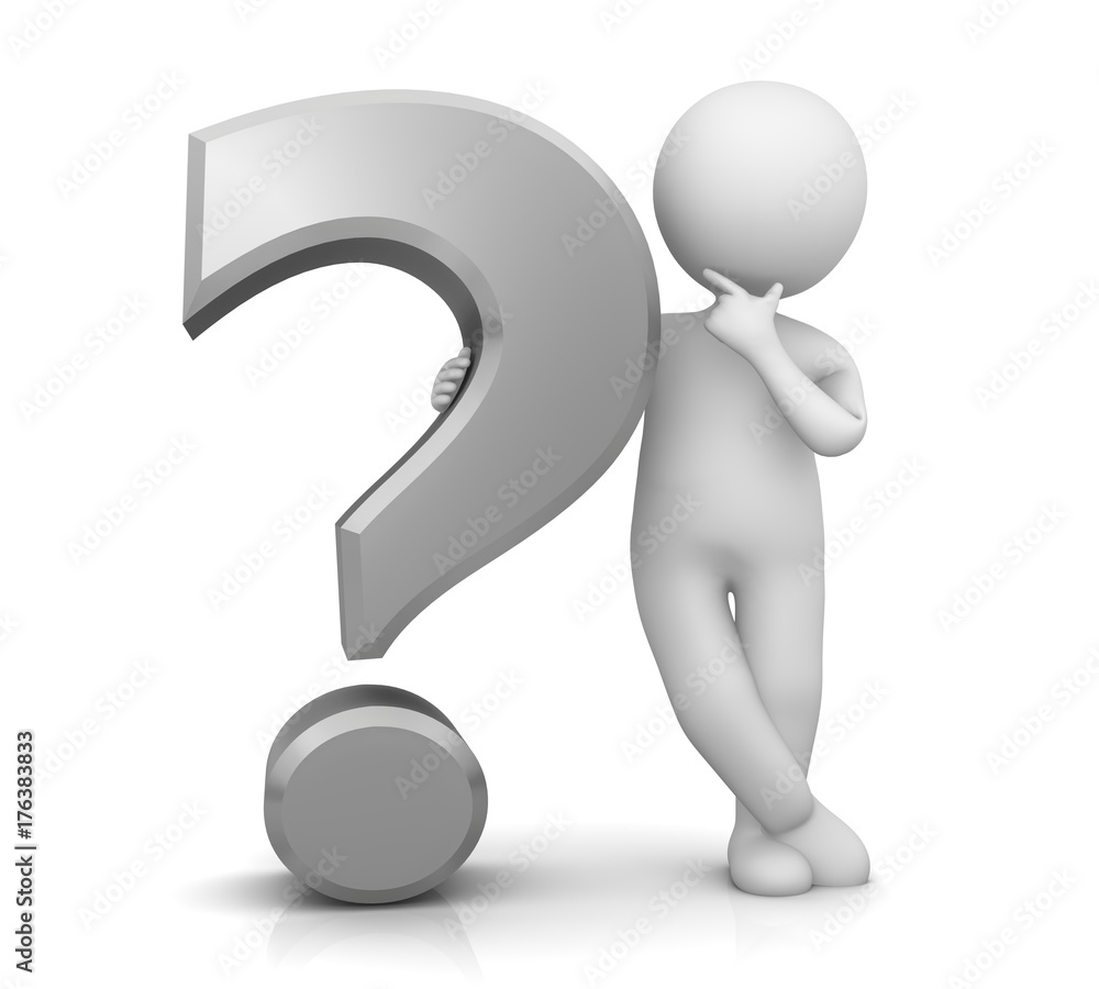 thinking man and question mark silver grey gray sign symbol icon interrogation point 3d stick man solving problems isolated on white thinking man and question mark silver grey gray sign symbol icon interrogation point 3d stick man solving problems isolated on white