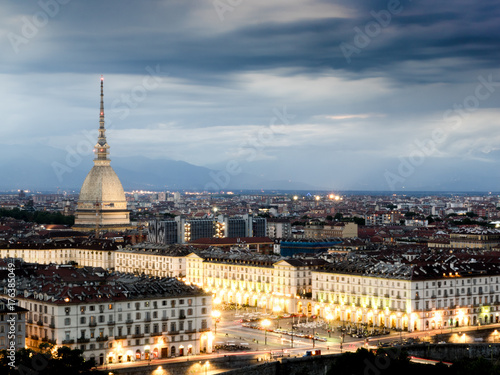 Cityscape of Torino (Turin, Italy) at sunset cloudy sky © Mirko Macari