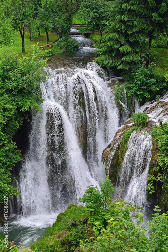 Plitvice waterfall next to the lake in Croatia