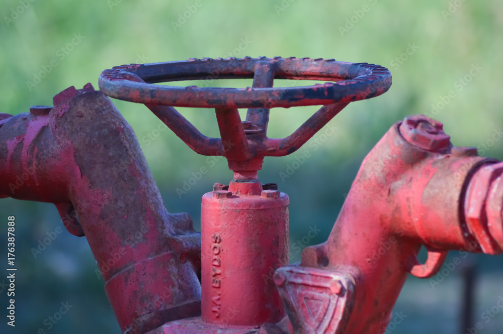 Red water valve with an arrival Red water valve with an arrival