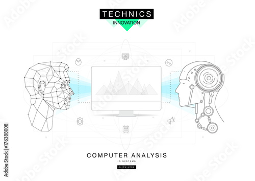 Trendy technics Innovation systems layouts in polygonal contour line composition, future analysis and technology operations. Made in awesome realy geometry style with linear pictogram of future design © wvihr