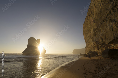 Gog and Magog are two giant limestone stacks offshore from the Gibson Steps on the Great Ocean Road outside Port Campbell in Victoria, Australia.