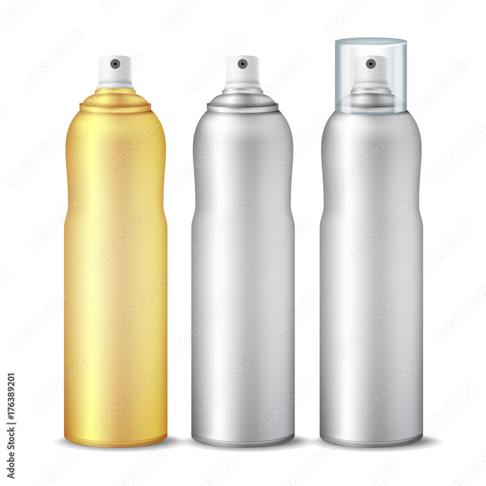 Spray Can Vector. Clean 3D Bottle Can Spray. Branding Design. Deodorant With Lid And Without. Isolated Illustration Spray Can Vector. Clean 3D Bottle Can Spray. Branding Design. Deodorant With Lid And Without. Isolated Illustration
