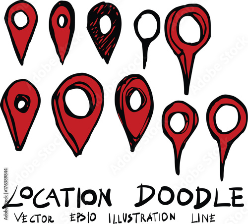 Set of location doodle illustration Hand drawn Sketch line vector eps10