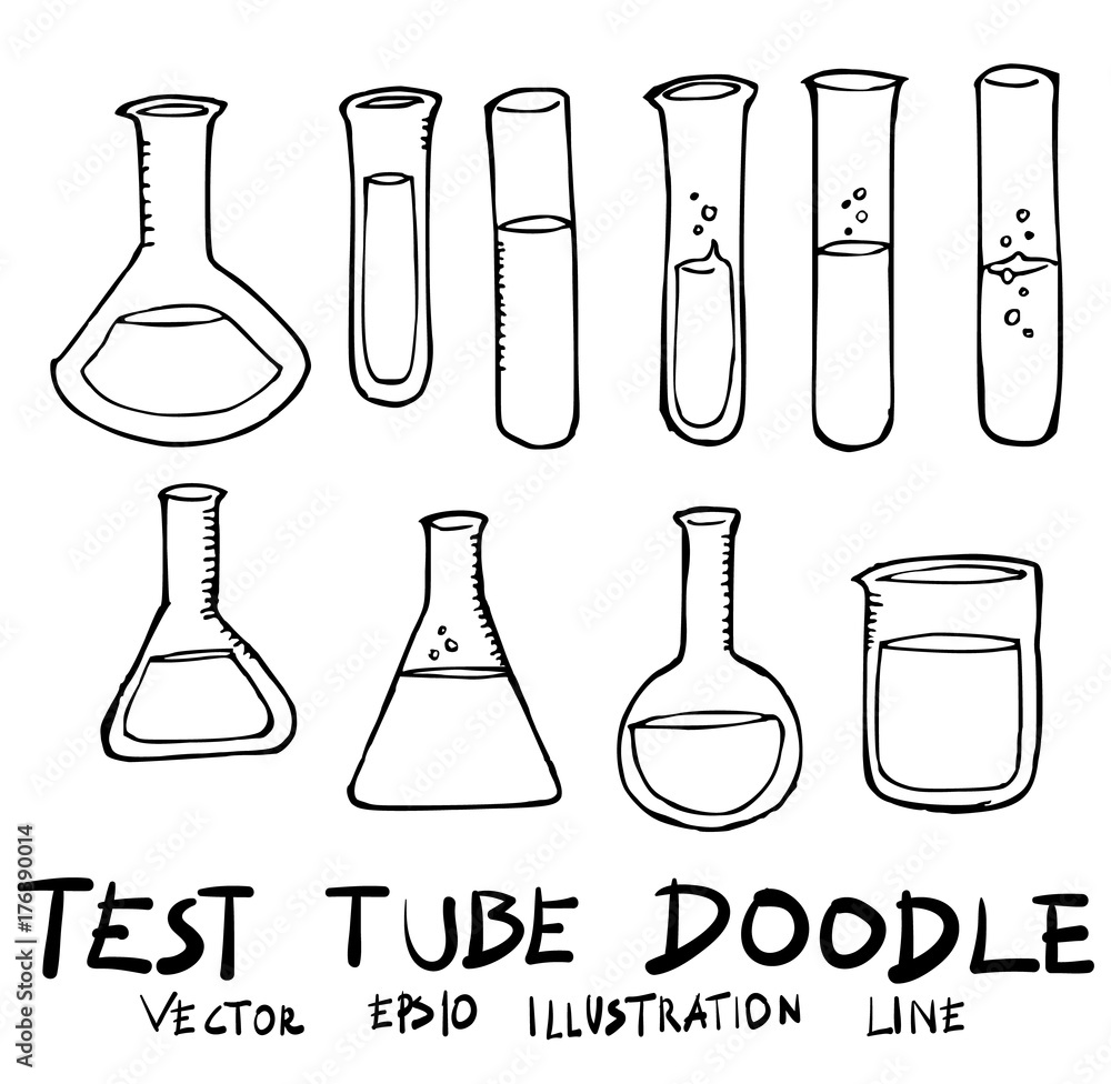 Set of Test Tube illustration Hand drawn Sketch line vector eps10 Set of Test Tube illustration Hand drawn Sketch line vector eps10