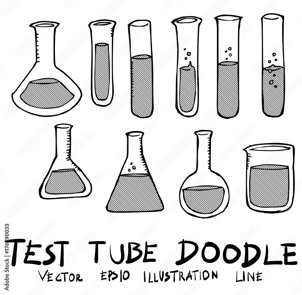 set-of-test-tube-illustration-hand-drawn-sketch-line-vector-eps10-stock