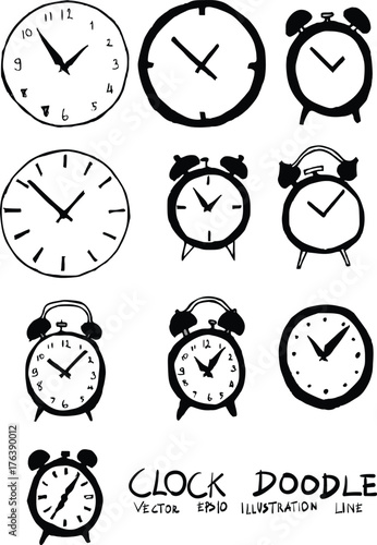 Set of Clock illustration Hand drawn Sketch line vector eps10