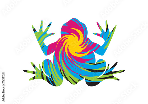 Psychedelic colorful frog icon vector. Abstract frog design element isolated on a white background