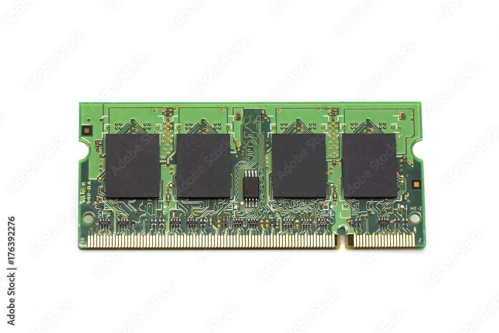 Image of a ram memory on a white background. Equipment and computer hardware. Image of a ram memory on a white background. Equipment and computer hardware.