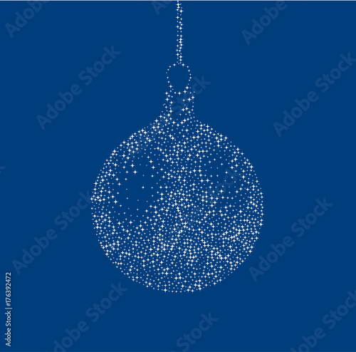 Blue background with abstract Christmas ball.