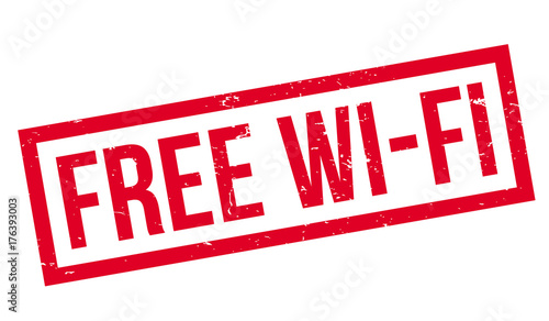 Free Wi-Fi rubber stamp. Grunge design with dust scratches. Effects can be easily removed for a clean, crisp look. Color is easily changed.
