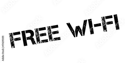 Free Wi-Fi rubber stamp. Grunge design with dust scratches. Effects can be easily removed for a clean, crisp look. Color is easily changed.