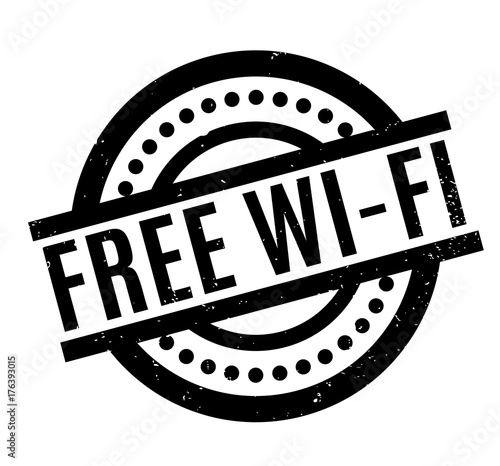 Free Wi-Fi rubber stamp. Grunge design with dust scratches. Effects can be easily removed for a clean, crisp look. Color is easily changed.