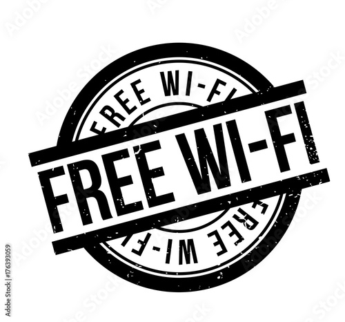 Free Wi-Fi rubber stamp. Grunge design with dust scratches. Effects can be easily removed for a clean, crisp look. Color is easily changed.