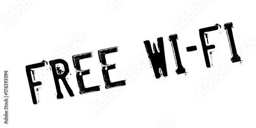 Free Wi-Fi rubber stamp. Grunge design with dust scratches. Effects can be easily removed for a clean, crisp look. Color is easily changed.