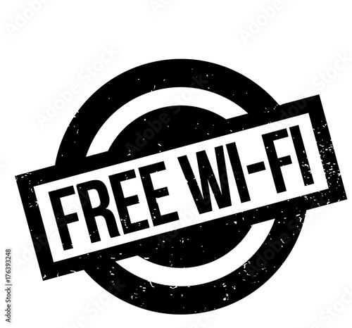 Free Wi-Fi rubber stamp. Grunge design with dust scratches. Effects can be easily removed for a clean, crisp look. Color is easily changed.